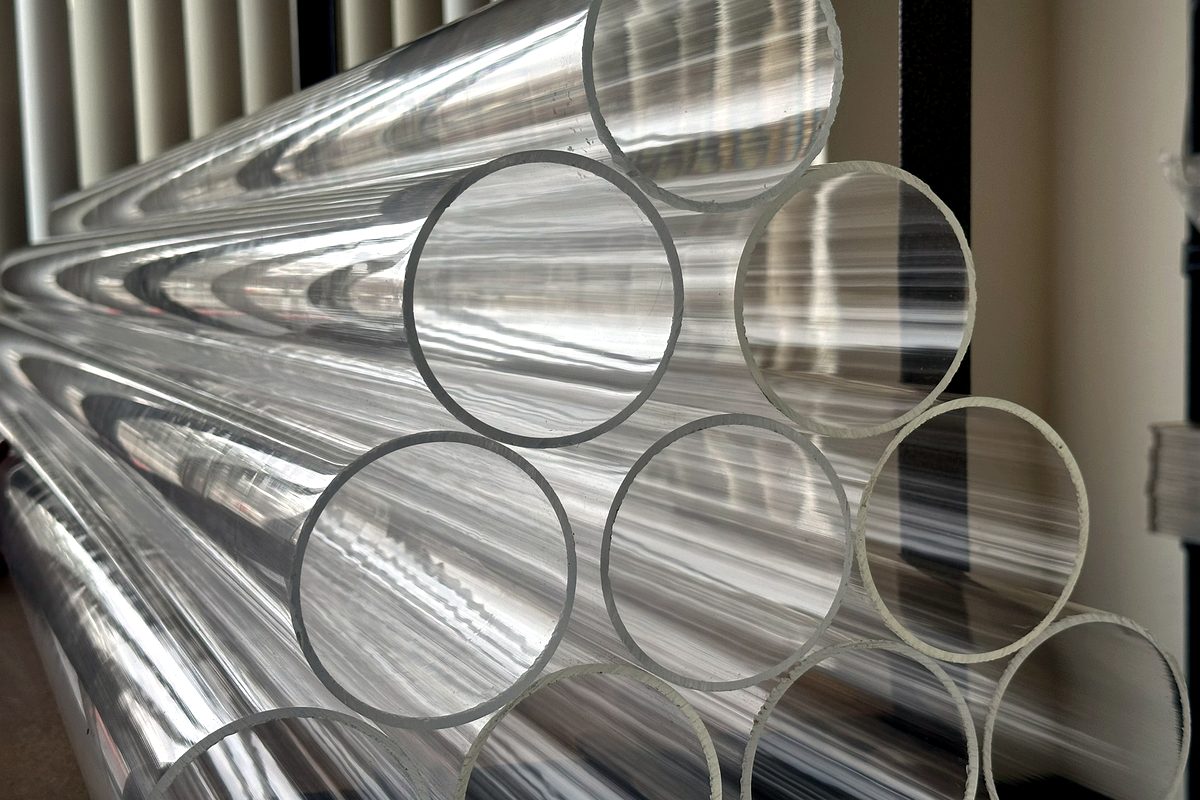 Large-diameter clear acrylic tube cut to length